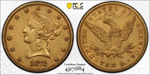 image for: 1872-CC Liberty Head Eagle. Winter 1-B. Die State II. EF-40 (PCGS).