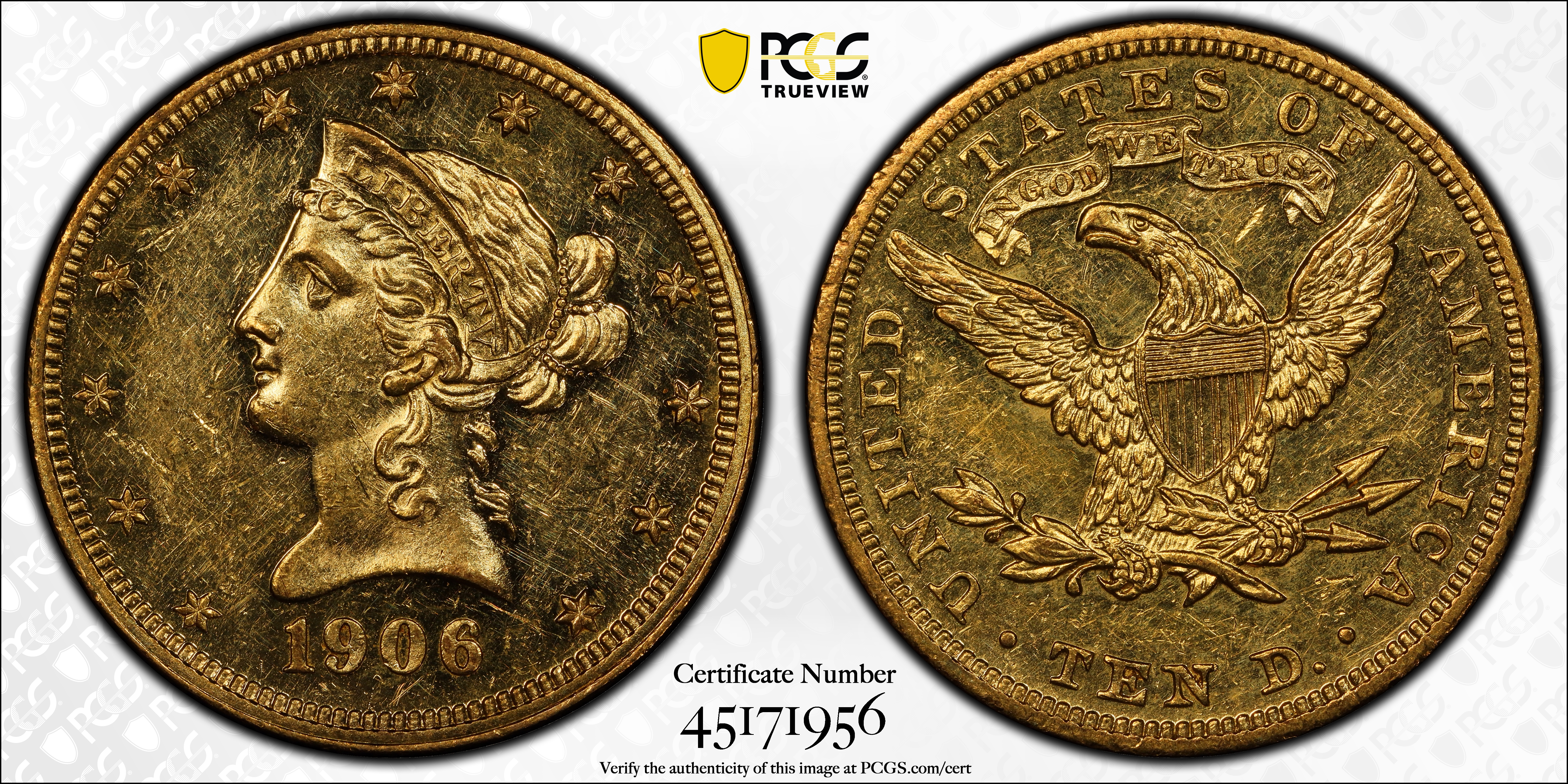 image for: 1906 Liberty Head Eagle. JD-1, the only known dies. Rarity-5. Proof-55 (PCGS). CAC.