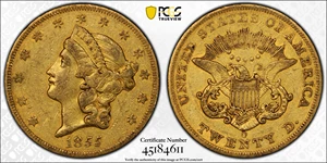 image for: 1855-O Liberty Head Double Eagle. Winter-1, the only known dies. EF-45 (PCGS). CAC.