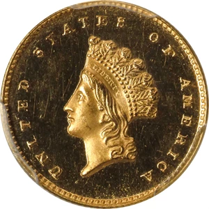 image for: 1855 Gold Dollar. Type II. JD-1, the only known dies. Rarity-7. Proof-64 Deep Cameo (PCGS). CAC.