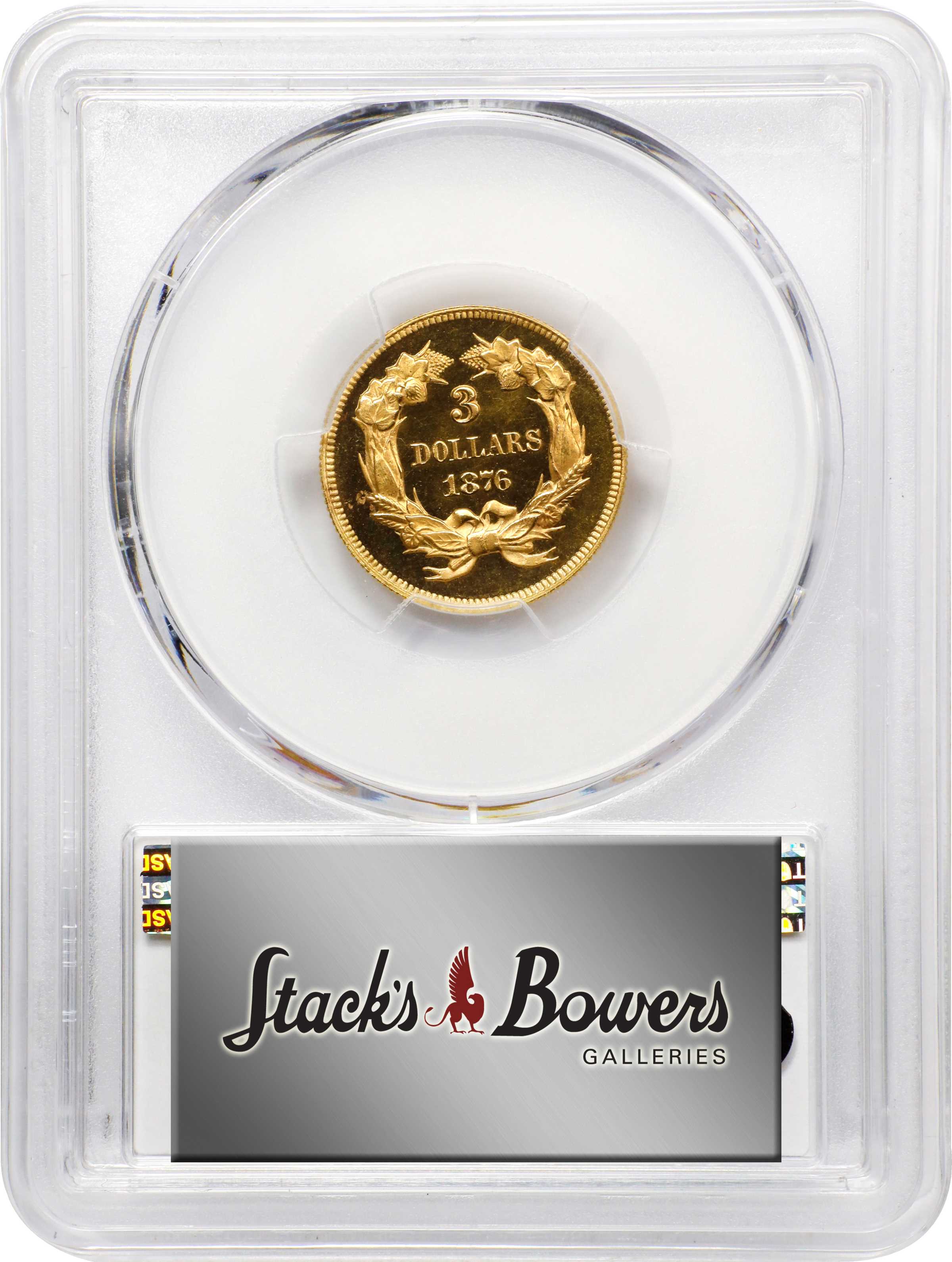 image for: 1876 Three-Dollar Gold Piece. JD-2. Rarity-6. Proof-65 Cameo (PCGS). CAC.