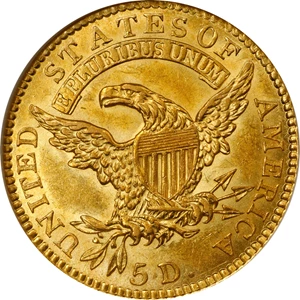 image for: 1818 Capped Head Left Half Eagle. BD-2. Rarity-4. STATESOF. AU-58 (ANACS). OH.