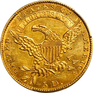 image for: 1829 Capped Head Left Half Eagle. Reduced Diameter. BD-2. Rarity-7. MS-62 (PCGS). CAC.