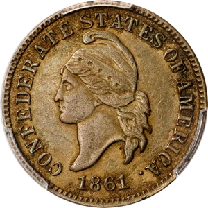 image for: 1861 Confederate Cent. Original. Breen-8005. Copper-Nickel. Specimen-58 (PCGS). CAC.