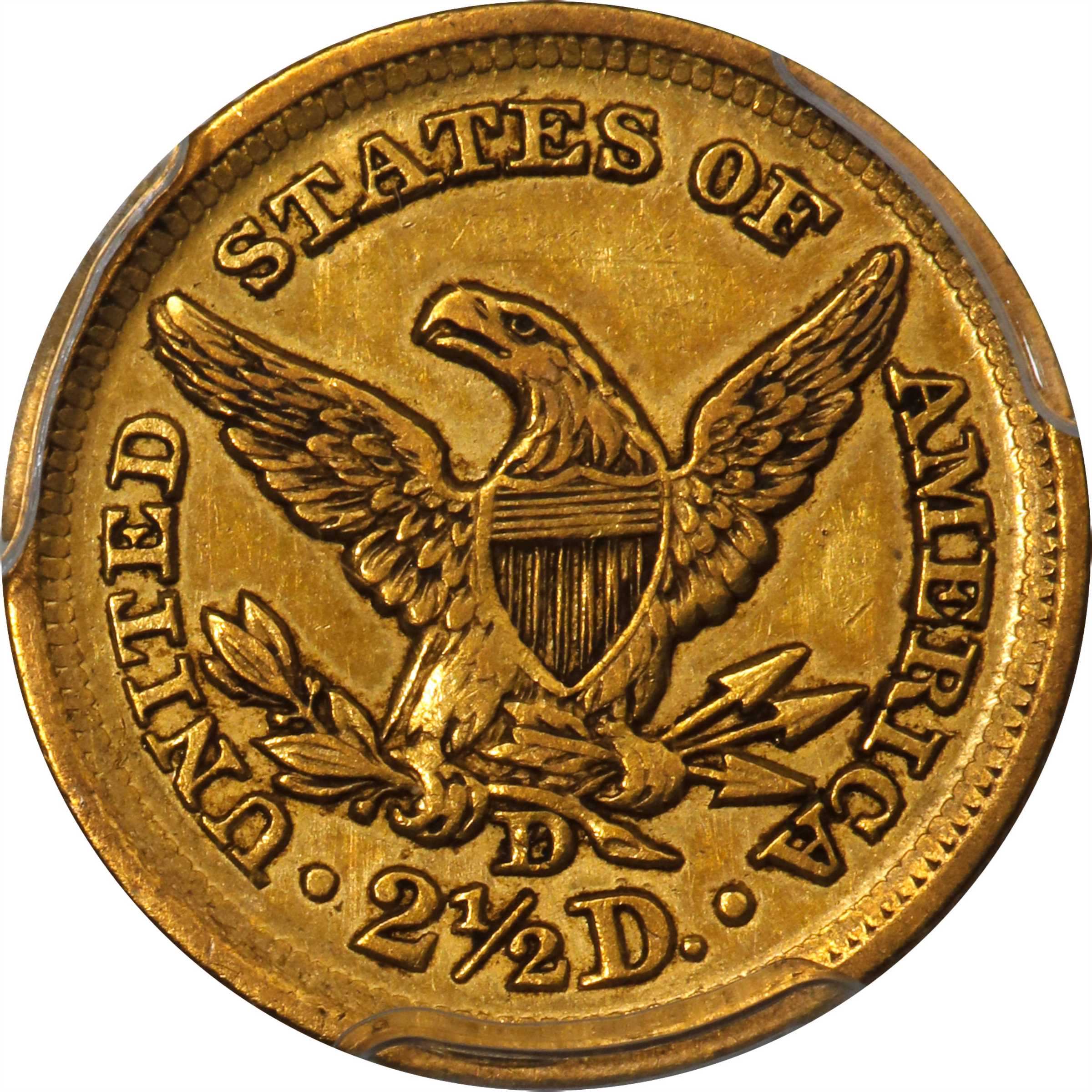 image for: 1852-D Liberty Head Quarter Eagle. Winter 16-N, the only known dies. AU-50 (PCGS). CAC.