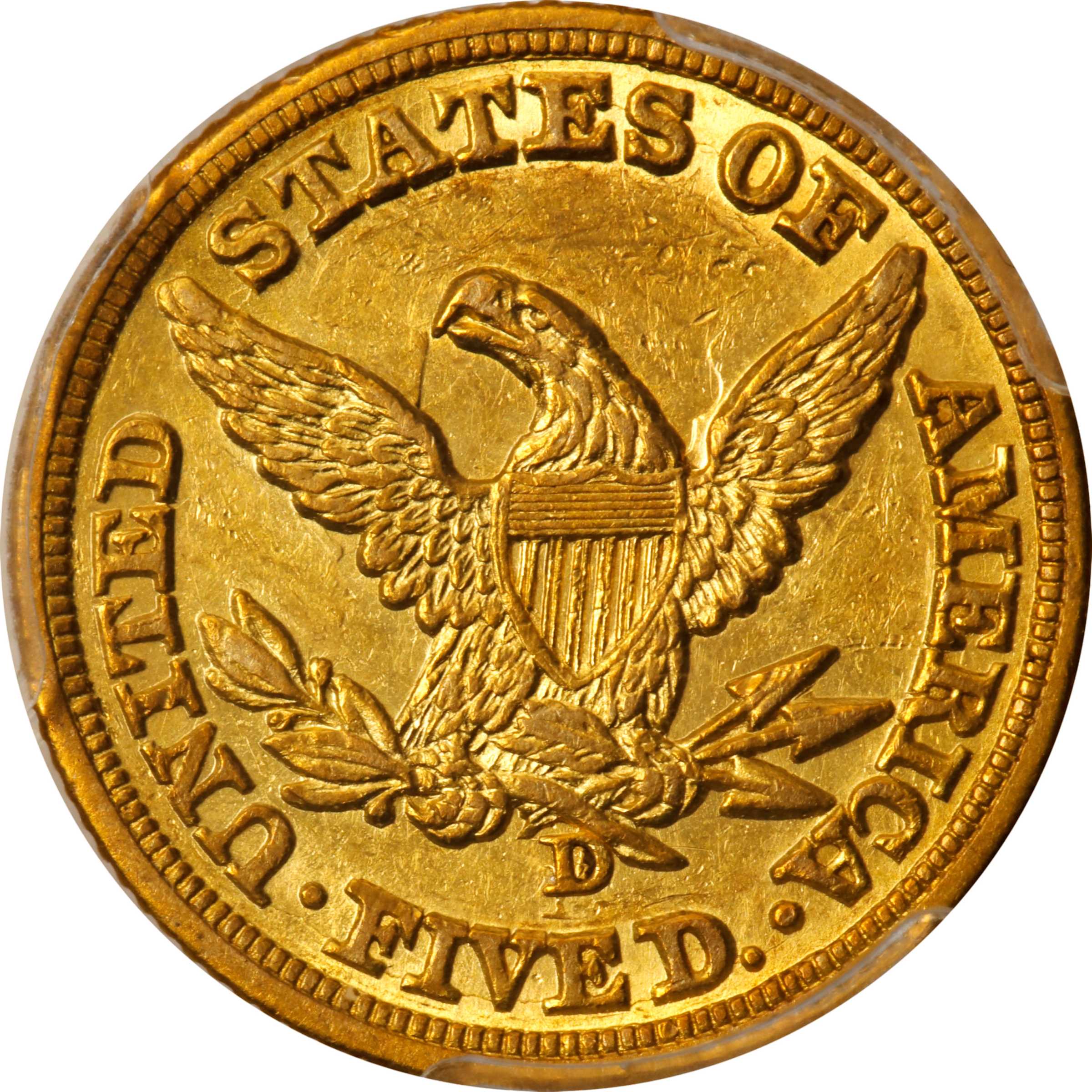 image for: 1848-D/D Liberty Head Half Eagle. Winter 22-O. Die State I. AU-55 (PCGS).