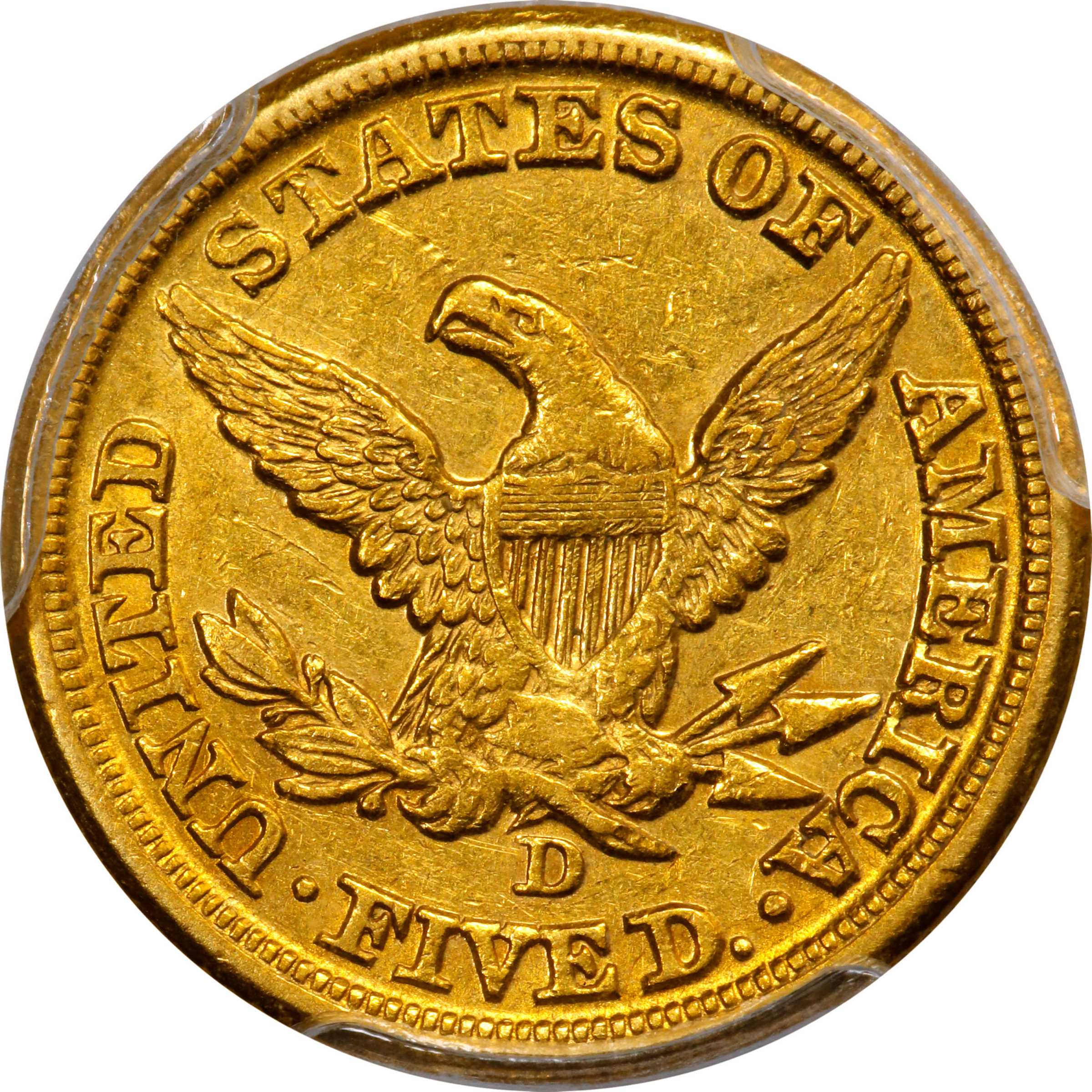 image for: 1859-D Liberty Head Half Eagle. Winter 45-EE. Large D. AU-53 (PCGS).