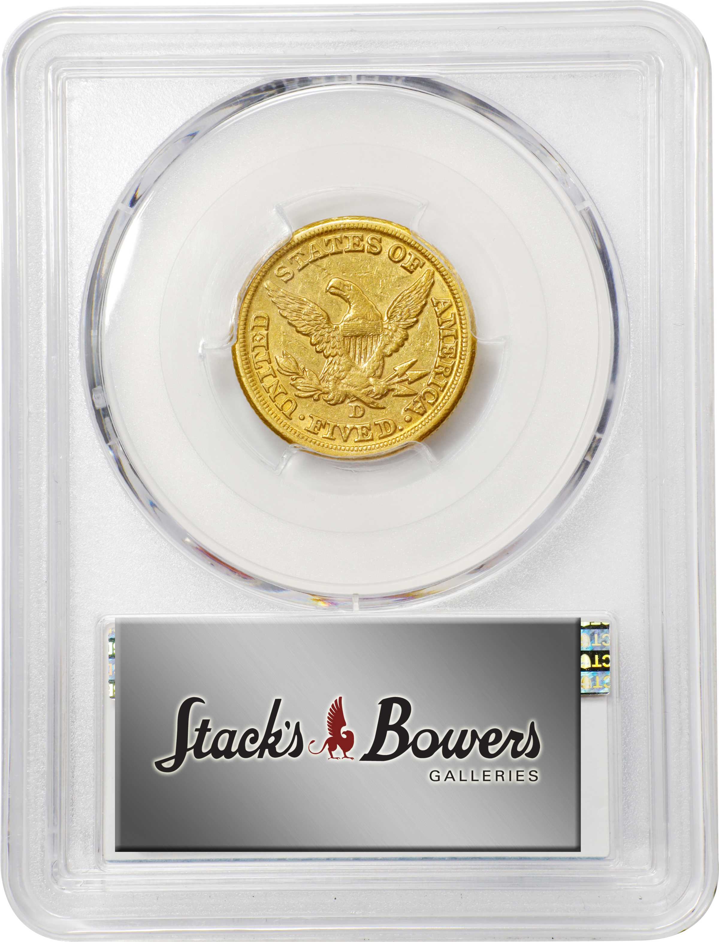 image for: 1859-D Liberty Head Half Eagle. Winter 45-EE. Large D. AU-53 (PCGS).