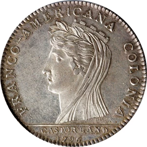 image for: 1796 Castorland Medal, or Jeton. Original. Lecompte-195, W-9100. Silver. Reeded Edge. MS-62 (PCGS).