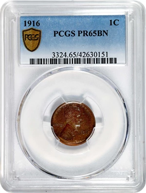 image for: 1916 Lincoln Cent. Proof-65 BN (PCGS).
