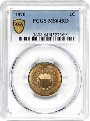 image for: 1870 Two-Cent Piece. MS-64 RD (PCGS).