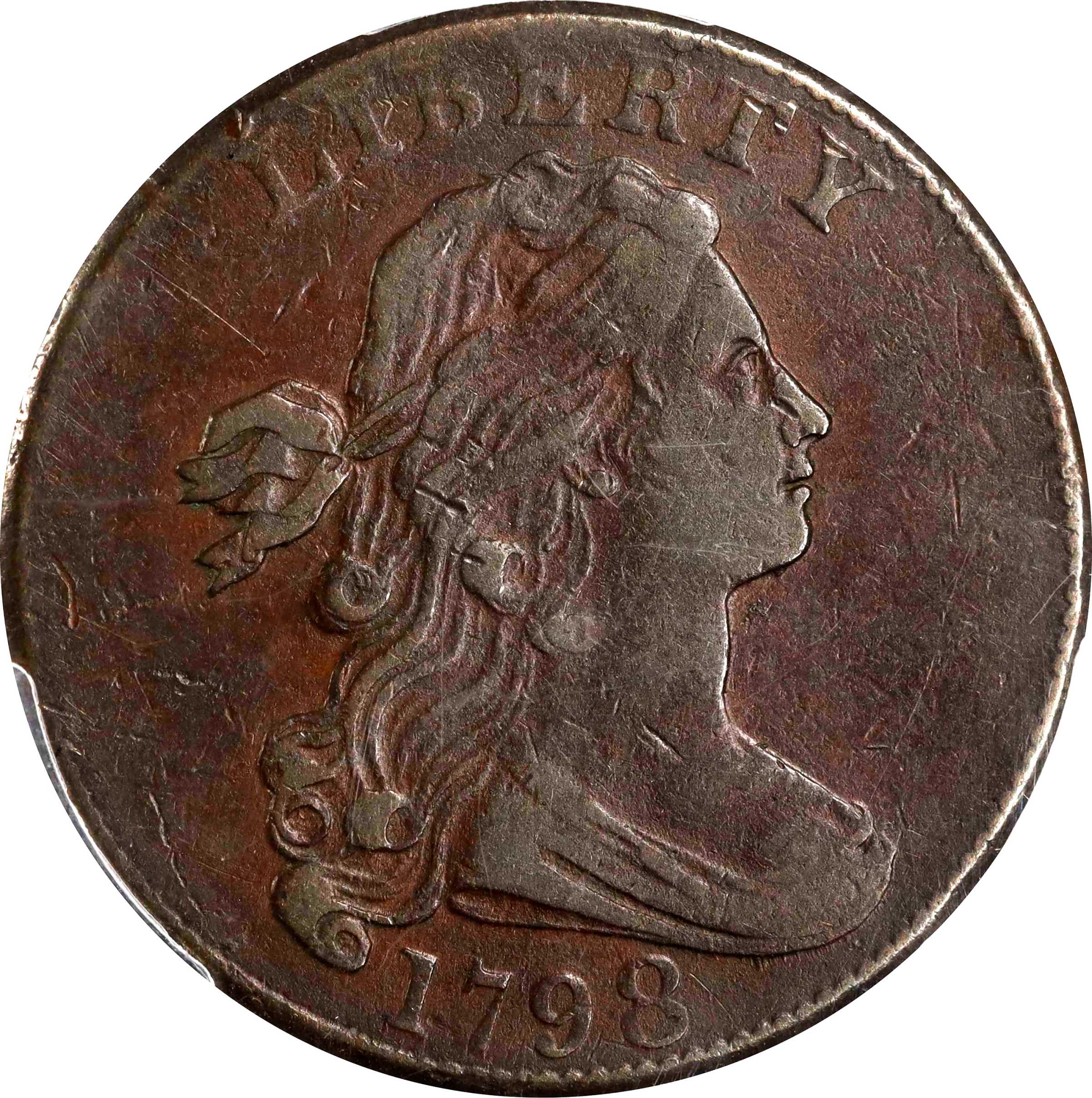 image for: 1798 Draped Bust Cent. S-166. Rarity-1. Style II Hair. VF-30 (PCGS). CAC.
