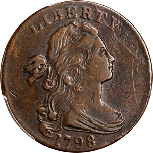 image for: 1798 Draped Bust Cent. S-187. Rarity-1. Style II Hair. VF-30 (PCGS).