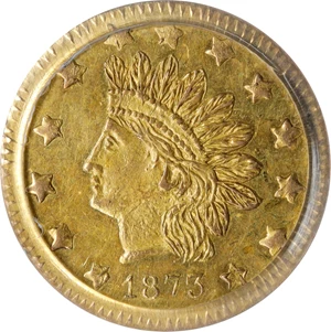 image for: 1873 Round 50 Cents. BG-1051. Rarity-5-. Indian Head. MS-62 (PCGS).