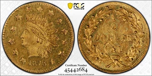 image for: 1873 Round 50 Cents. BG-1051. Rarity-5-. Indian Head. MS-62 (PCGS).