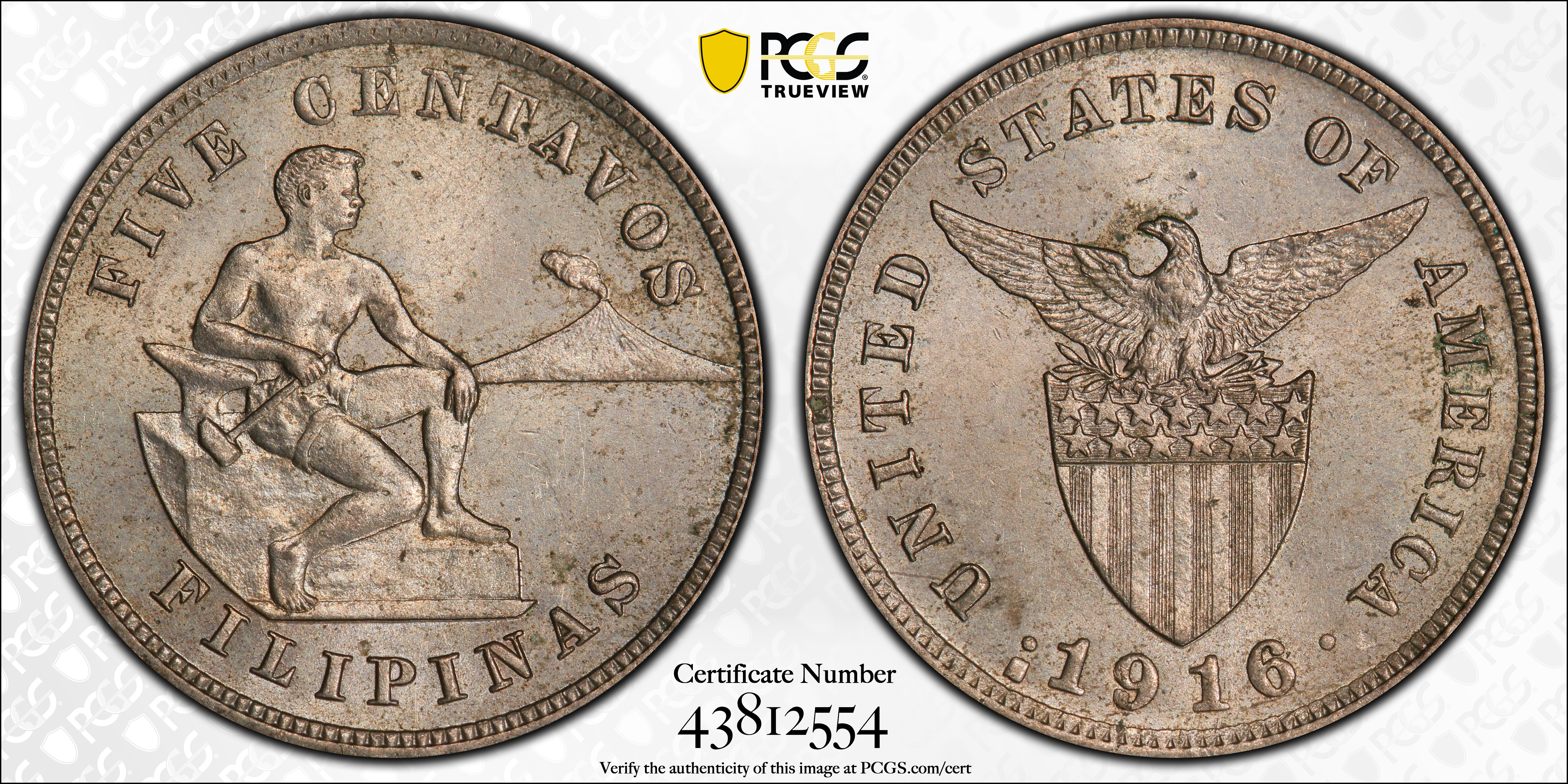 image for: 1916-S Five Centavos. MS-63 (PCGS).