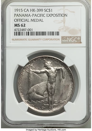 image for: 1915 Panama-Pacific Exposition, Official Medal, Silver, HK-399, R.5, MS62 NGC. NGC Census: (19/89). PCGS Population: (2/21...