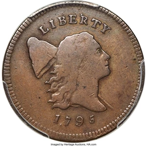 image for: 1795 Plain Edge, Punctuated Date, B-2b, C-2b, High R.5, Fine 15 PCGS. CAC. Our EAC Grade Fine 12....