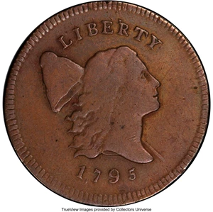 image for: 1795 Plain Edge, Punctuated Date, B-2b, C-2b, High R.5, Fine 15 PCGS. CAC. Our EAC Grade Fine 12....