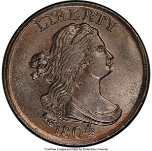 image for: 1804 Spiked Chin, B-7, C-8, R.1, MS65 Brown PCGS. Our EAC Grade MS62....