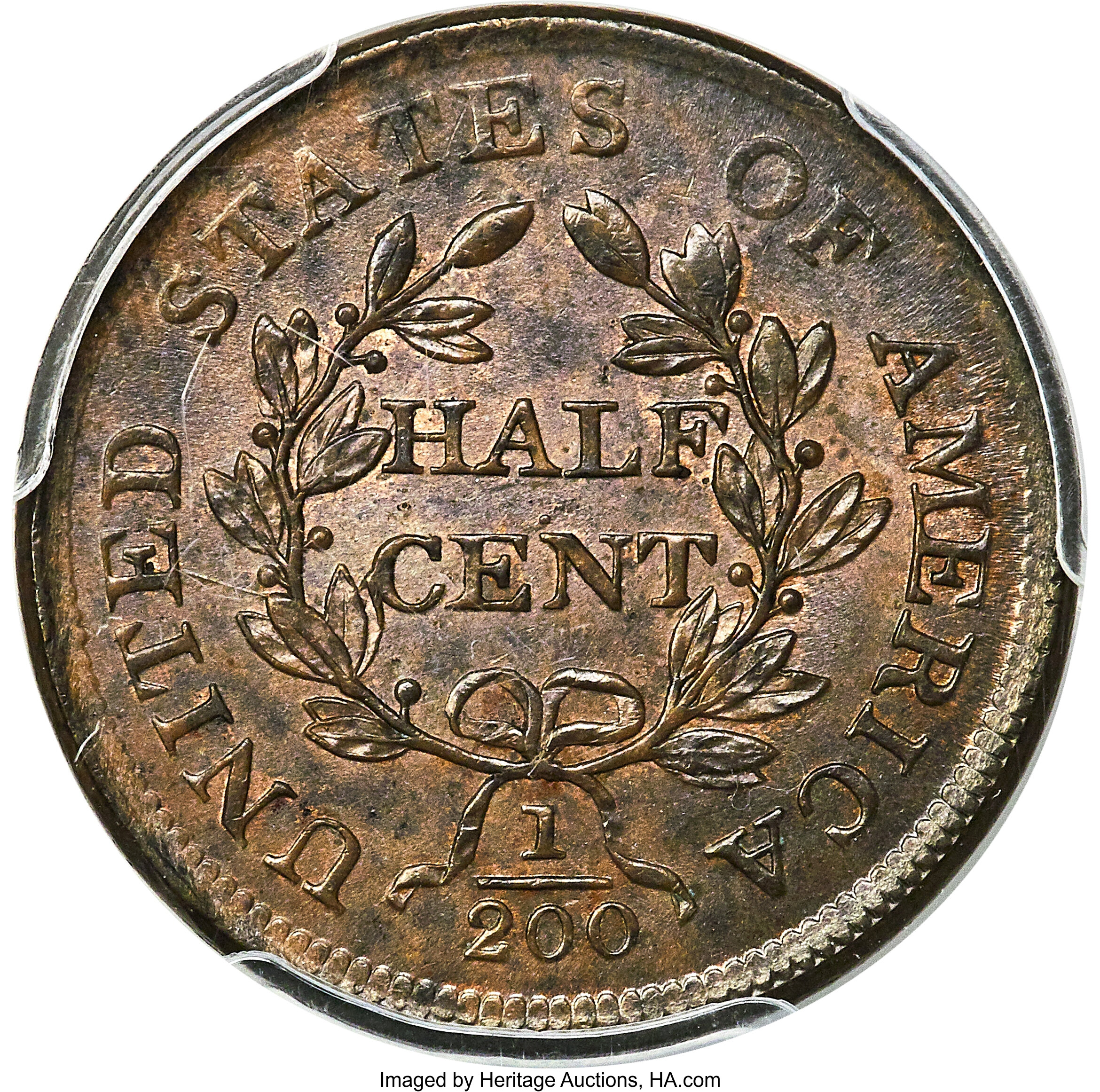 1804 1/2c Plain 4, No Stems, C-13 MS BN MS60 BN CAC thumbnail 13
