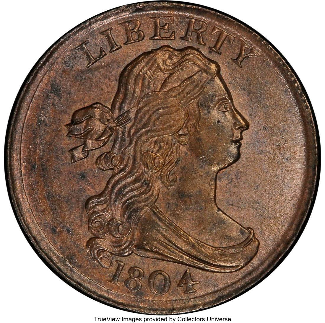 1804 1/2c Plain 4, No Stems, C-13 MS BN MS60 BN CAC thumbnail 14