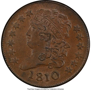 image for: 1810 B-1, C-1, R.1, MS64 Brown PCGS. CAC. Our EAC Grade MS62....
