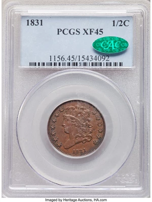 image for: 1831 Original, B-1, C-1, High R.5, XF45 PCGS. CAC. Our EAC Grade VF35....
