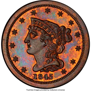 image for: 1845 Original, B-1a, C-PO6, R.6, PR65+ Red and Brown PCGS. Our EAC Grade PR63. CAC. ...
