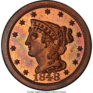 image for: 1848 Original, B-1a, C-PO9, Low R.6, PR64+ Red and Brown PCGS. CAC. Our EAC Grade PR64....