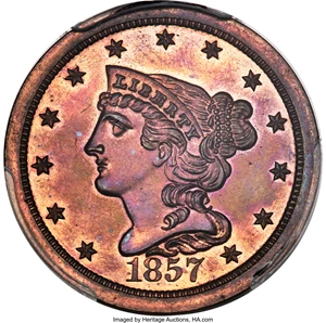 image for: 1857 Restrike, B-2, C-SR14, R.4, PR65 Red and Brown PCGS. Our EAC Grade PR64. CAC....
