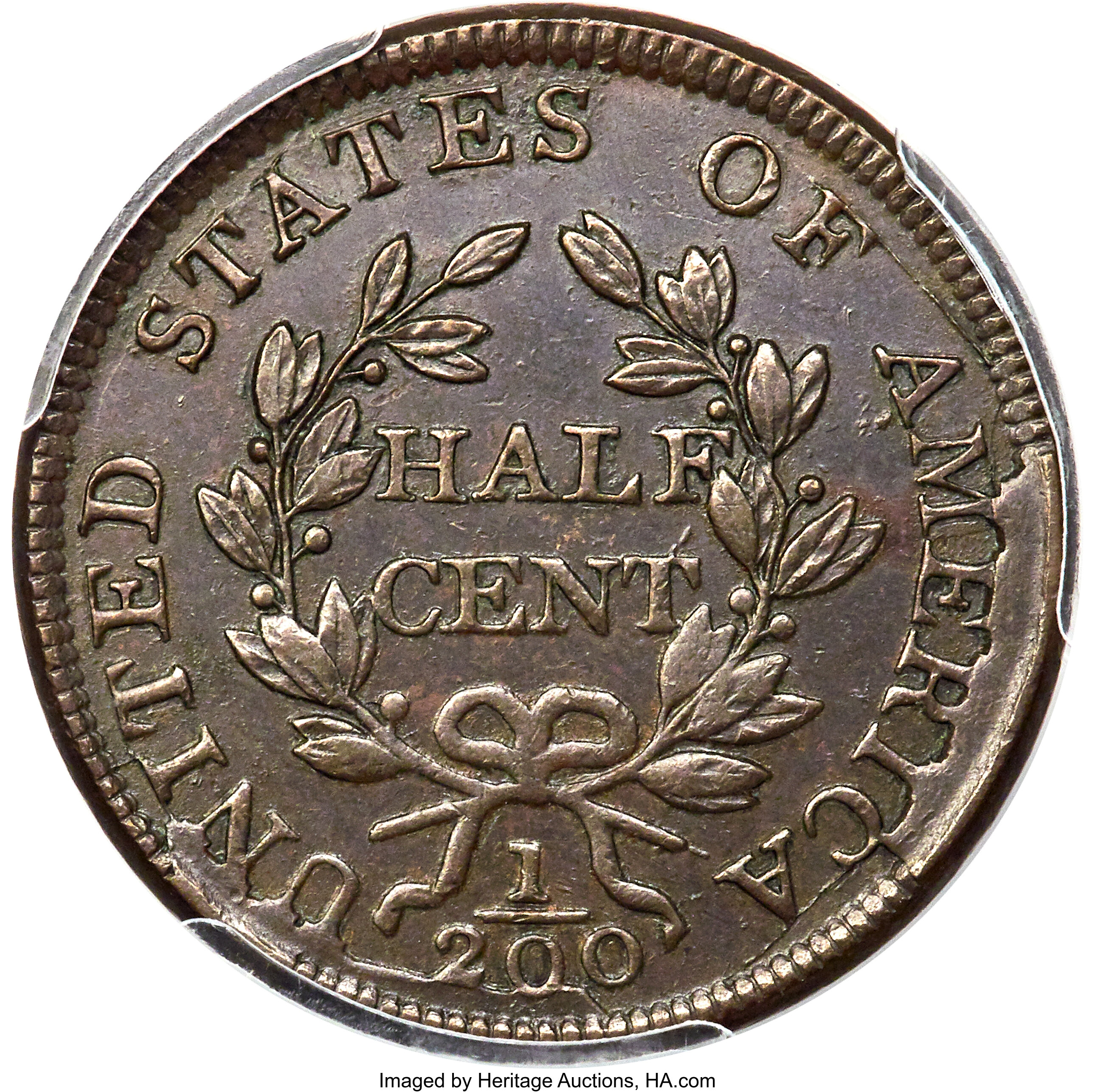 1804 1/2c Spiked Chin, C-6 MS BN AU55 BN CAC thumbnail 3