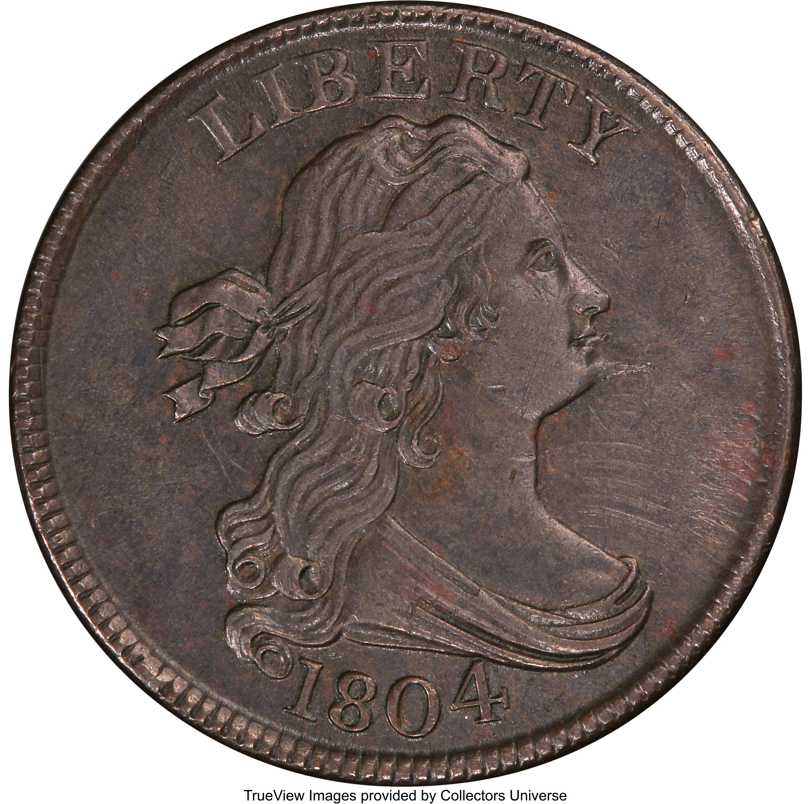 1804 1/2c Spiked Chin, C-6 MS BN AU55 BN CAC thumbnail 4