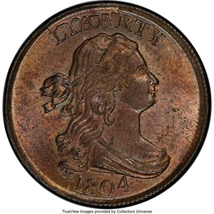 image for: 1804 Spiked Chin, B-7, C-8, R.1, MS65 Brown PCGS. Our EAC Grade MS60....