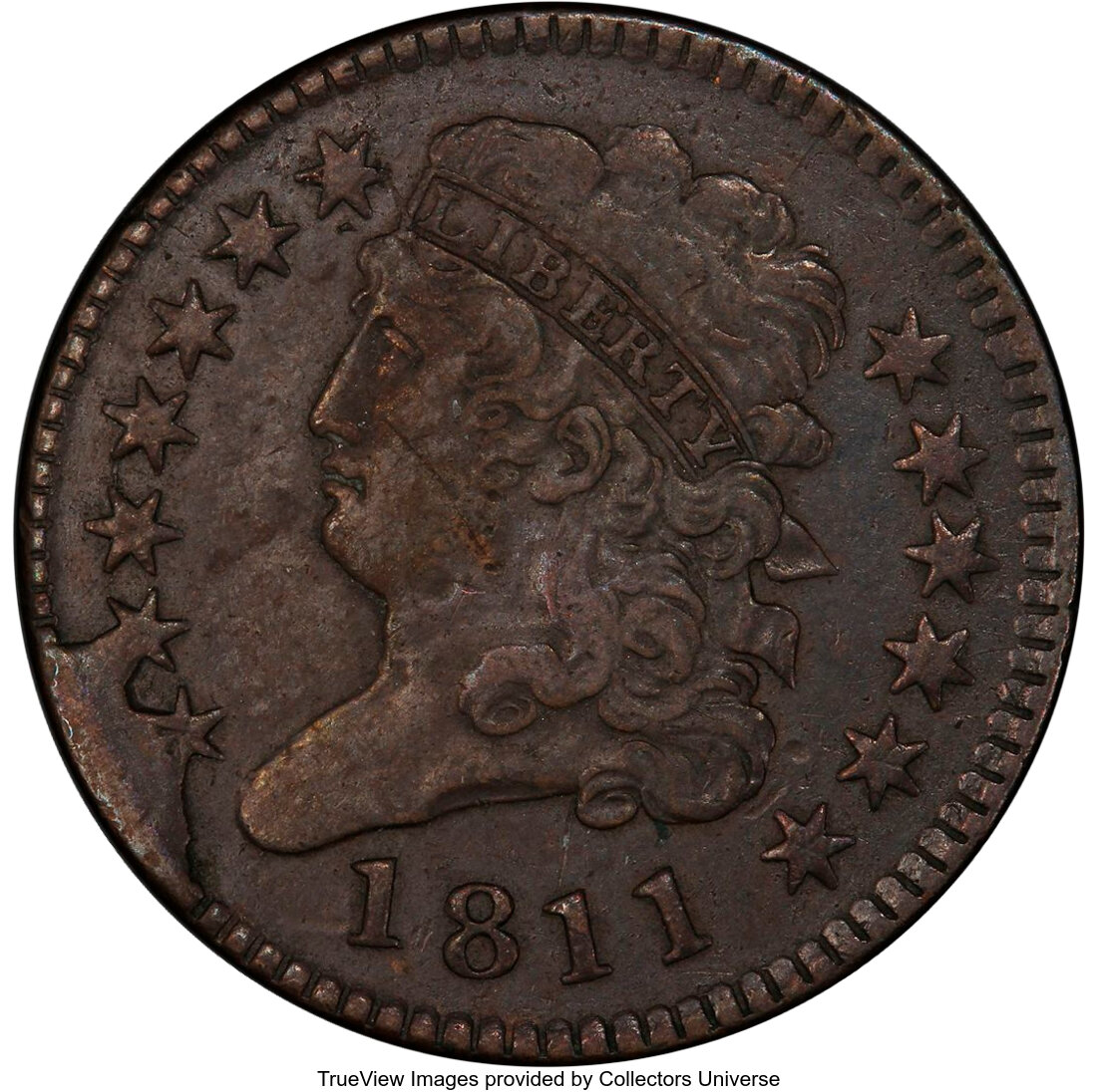 image for: 1811 Wide Date, B-1, C-1, Low R.4, VF30 PCGS. Our EAC Grade VF20....