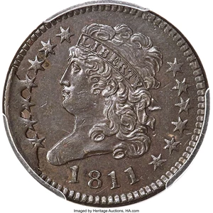 image for: 1811 Wide Date, B-1, C-1, Low R.4, AU58 PCGS. CAC. Our EAC Grade AU50....