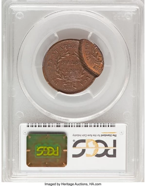 image for: 1794 Normal Head, Small Edge Letters, B-2b, C-2a -- Tab Double Strike -- MS63 Brown PCGS. Our EAC Grade AU50....