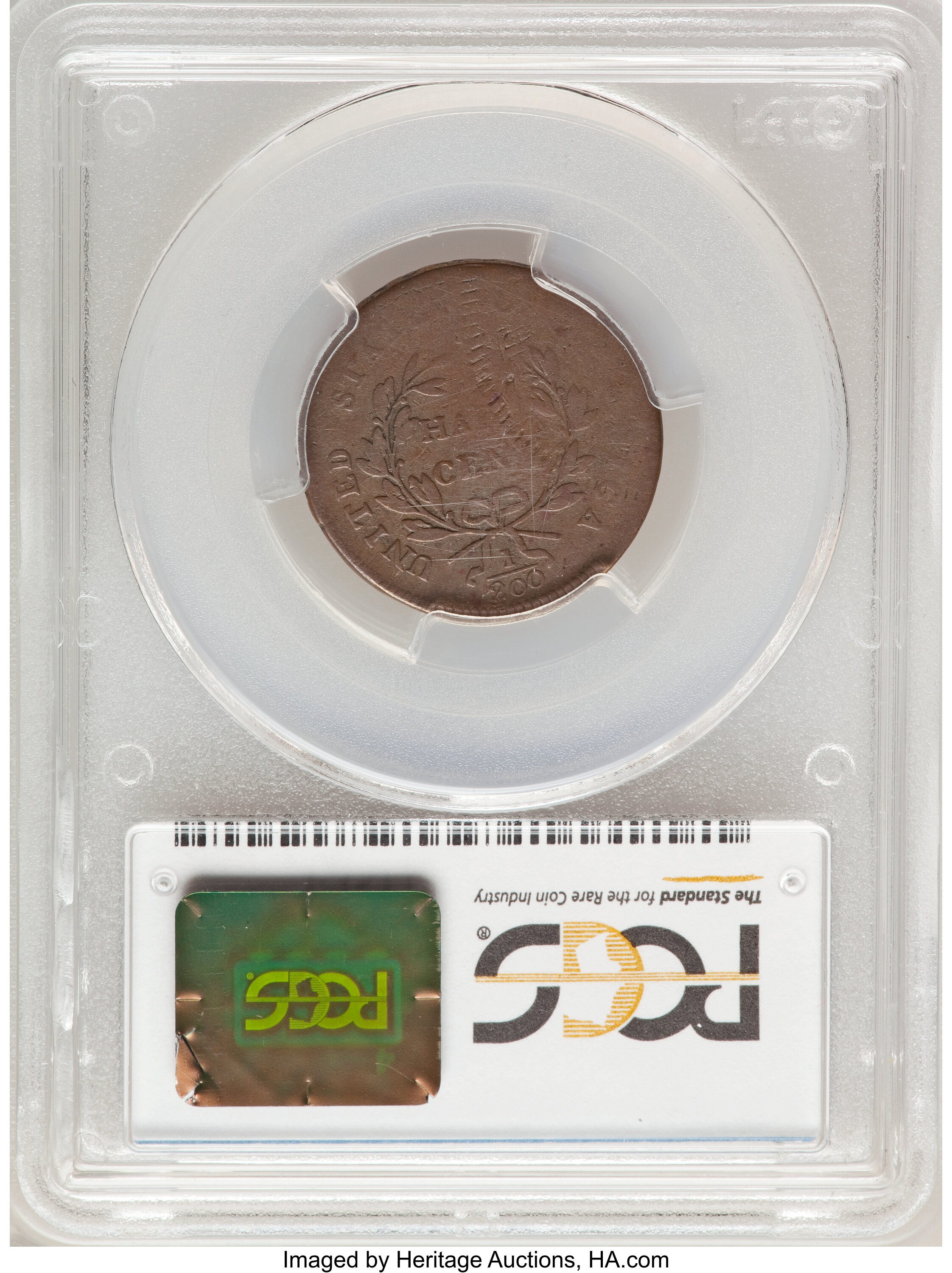 image for: 1797 Low Head, Lettered Edge, B-3a, C-3b -- Struck over a 1797 Cent -- VG10 PCGS. Our EAC Grade VG10....