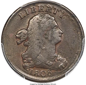 image for: 1808 Normal Date, B-3, C-3, R.1 -- Flip-Over Double Strike -- VF35 PCGS. Our EAC Grade Fine 15....