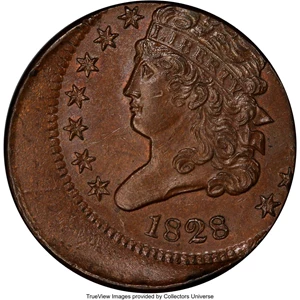 image for: 1828 13 Stars, B-1, C-1 -- Off-Center -- MS64 Brown PCGS. Our EAC Grade MS62....