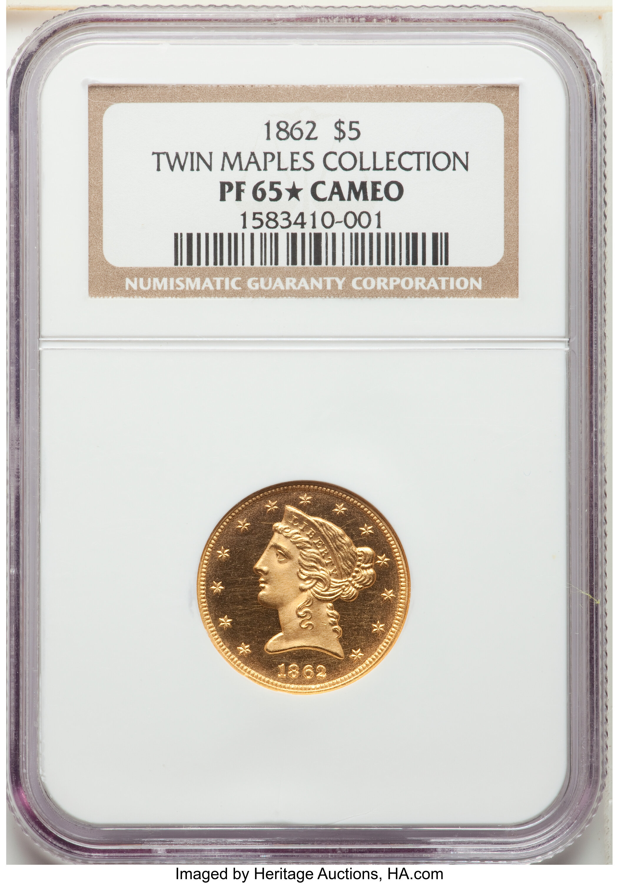 image for: 1862 $5 PR65★  Cameo NGC. JD-1, High R.6....