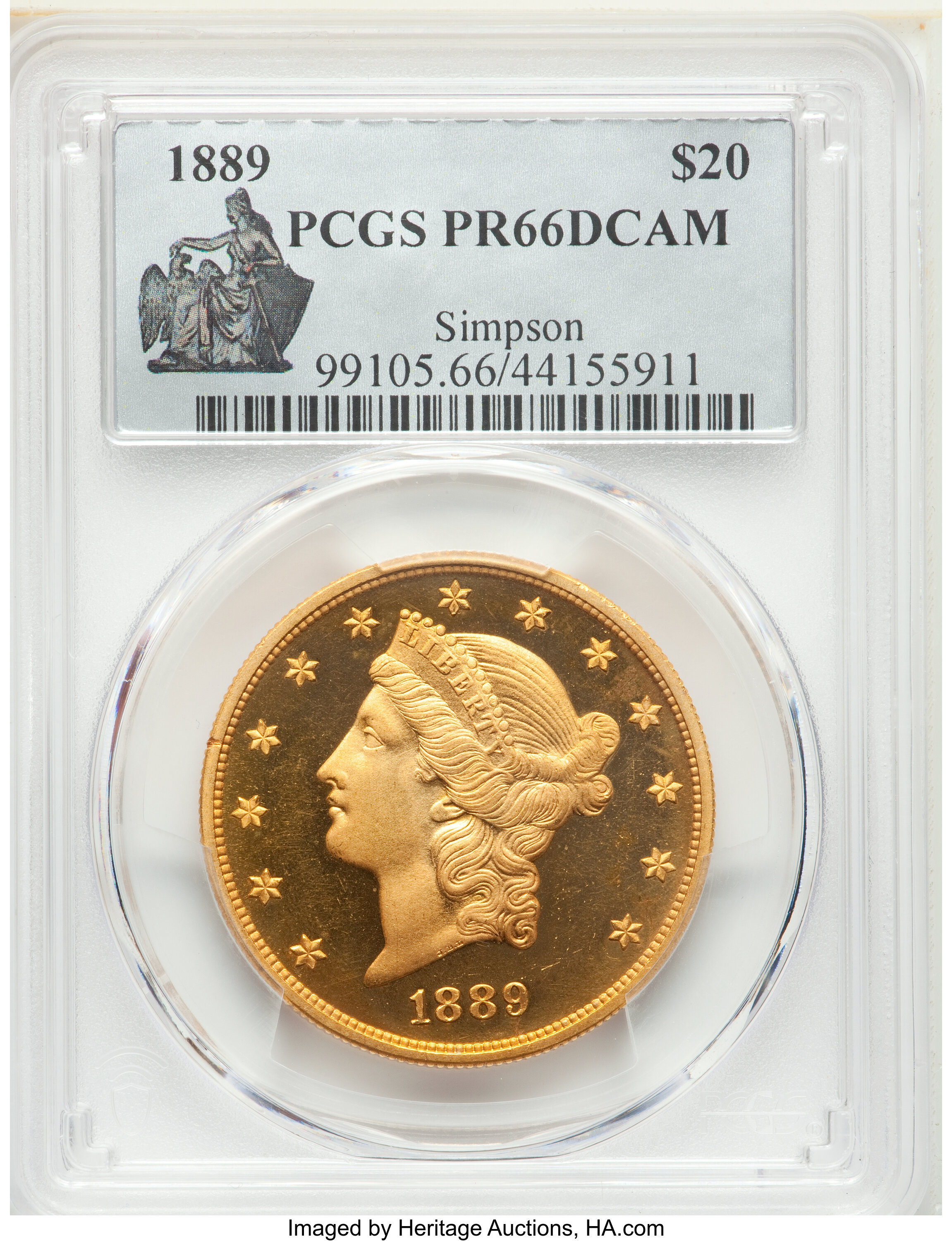 image for: 1889 $20 PR66 Deep Cameo PCGS. JD-1, High R.6....