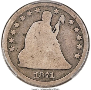 image for: 1871-CC 25C Fair 2 PCGS. CAC. Briggs 1-A, Flynn-RPD-001....