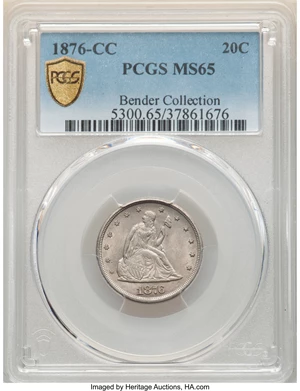 image for: 1876-CC 20C MS65 PCGS. BF-NC-1, R.6....