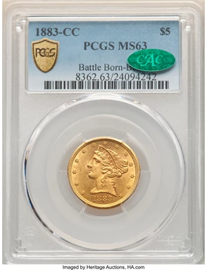 image for: 1883-CC $5 MS63 PCGS. CAC. Variety 1-A....