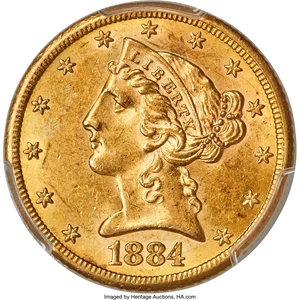 image for: 1884-CC $5 MS61 PCGS. CAC. Variety 1-A....