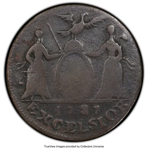 image for: 1787 N YORK New York Excelsior Copper, Indian and New York Arms VG8 PCGS. W-5795, High R.6....