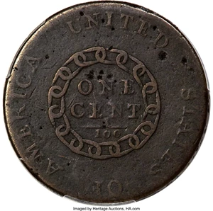 image for: 1793 1C Chain, AMERICA, Periods, S-4, B-5, R.3, Fine 12 PCGS....