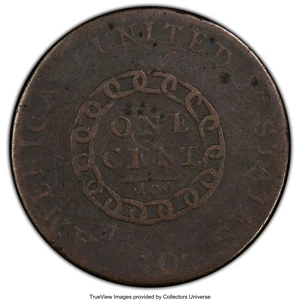 image for: 1793 1C Chain, AMERICA, Periods, S-4, B-5, R.3, Fine 12 PCGS....