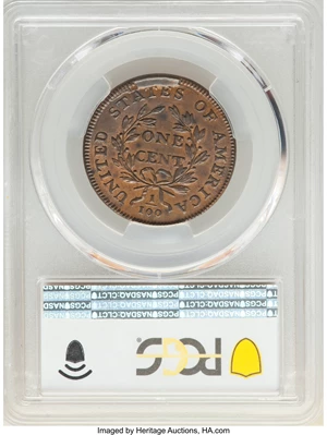 image for: 1798 1C First Hair Style, S-161, B-22, R.2, MS62 Brown PCGS....